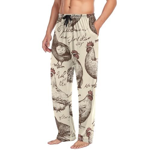 Cock Pattern Pajama Pants for Men Comfort Sleep Lounge Bottoms Straight-fit with Pockets S-XXL3