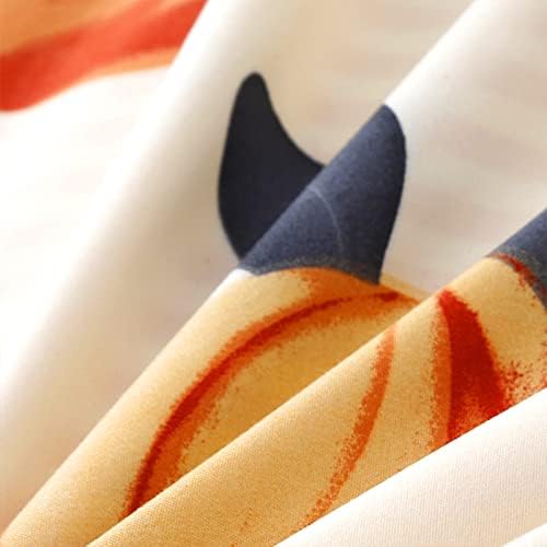 Peach Bedding Set Queen Fruit Duvet Cover Set Cute Peach Cartoon and Orange Striped Reversible Printed Fruit Food Bedding Set 1 Duvet Cover 2 Pillowcases(Queen, Peach)