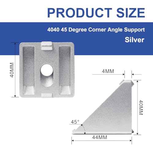 Image of 12pcs 4040 45 Degree Inside Corner Angle Support Bracket, 40x40 Aluminum Extrusion Connector Hardware Accessories T-Slot V-Slot Silver