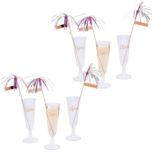 Fun Express Rose Gold Cheers Champagne Disposable Drinkware Set - Bulk 36 Pc