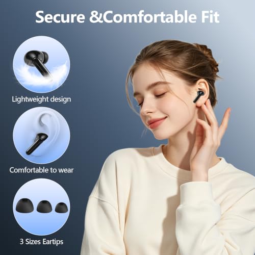 Bluetooth Kopfhörer, Kopfhörer Kabellos Bluetooth 5.3 In Ear Kopfhörer mit 4 ENC Noise Cancelling Mic… – Ansicht 8