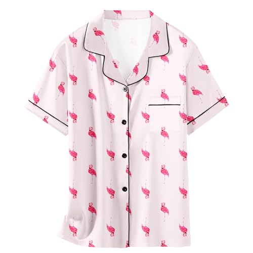 Image of Schbbbta Girls Womens Pajamas, Satin Silky Pjs Set Kids 2Pcs Button-Down Nightwear Sleepwear Gift for Mommy and me