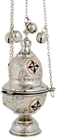 Niquelado Iglesia Cristiana Incienso Thurible Quemador Incensario (377 N)