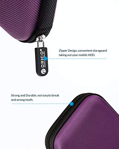 ORICO Hard Drive Case 2.5 inch External Drive Storage Carrying Bag Waterproof Shockproof with Inner Size 5.5x3.5x1.0inch for Organizing HDD and Electronic Accessories, Purple(PHD-25) - image 4