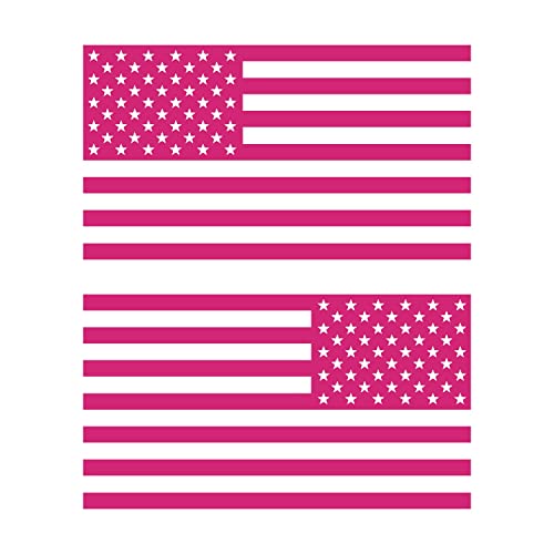 Image of American US Flag [Pick Color /Size] Vinyl Decal Sticker for Laptop /Car /Truck /Window /Bumper (3.5in Subdued Pair, Matte Hot Pink)