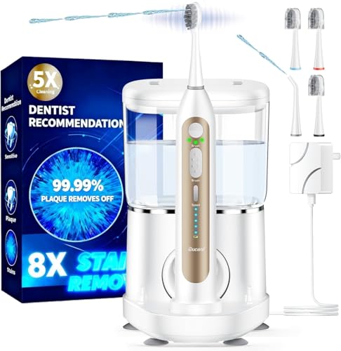 Electric Toothbrush & Water Flosser Combo 3 Brush + 1 Nozzle