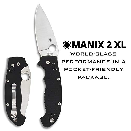 Spyderco Manix 2 Xl Signature Folding Utility Pocket Knife With 3.85" Cpm S30V Steel Blade And Durable Black G-10 Handle - Plainedge - C95Gp2 #TOP1