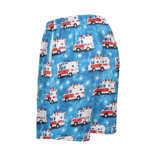 Ambulance Pattern Men’s Pajama Shorts Casual Sleep Bottoms Elastic Waist Athletic Shorts Size S-2XL4
