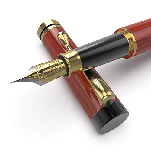 Wordsworth and Black\'s Calligraphy Pen - Luxury Wooden Bamboo Fountain Pen - Refillable Ink Converter-Smooth Ink Flow For Precision Writing, Journaling, Drawing (Rosewood, Display Case [Medium Nib]) - Thumbnail 7