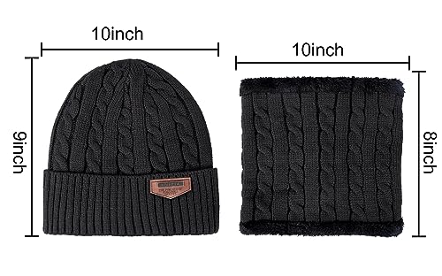 Image of Loritta Winter Hats for Men, 3 PCS Fleece Beanie Scarf Gloves Set