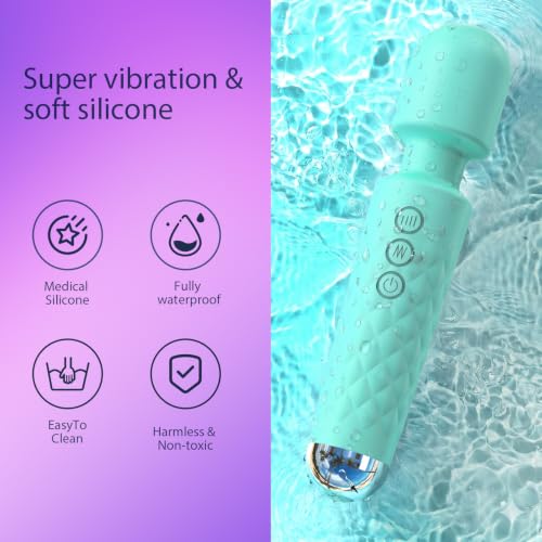 Image of SANJIANKE Vibrator Wand Sex Toys,Clit Stimulator Vibrators,Vibrator for Woman,Wand Massager Sex Toy,20 Patterns,8 Speeds of Pleasure,Quiet Adult Sex Toys,Waterproof, for Women Gifts (Green)