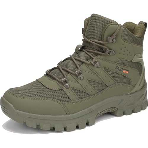 POGEPE Men's Hiking Boots Hiking Shoes,Waterproof Outdoor Trekking Backpacking Mountaineering Boots,Green 8