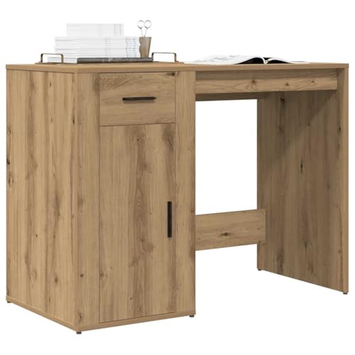 Escritorio Artisan, roble 100 x 49 x 75 cm, material de madera, duradero, con cajón y armario, versátil mesa de ordenador para oficina, habitación infantil y estudio