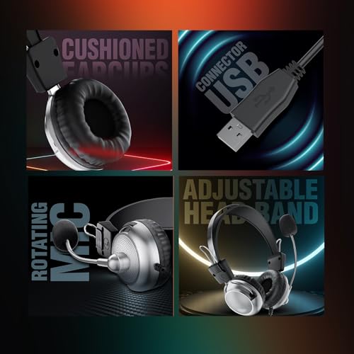 Intex Magna Wired USB Headphone with Microphone | 40Mm Drivers & Lightweight | Crystal Clear Sound with Audio Control Keys | Over Ear Design with... - Image 5