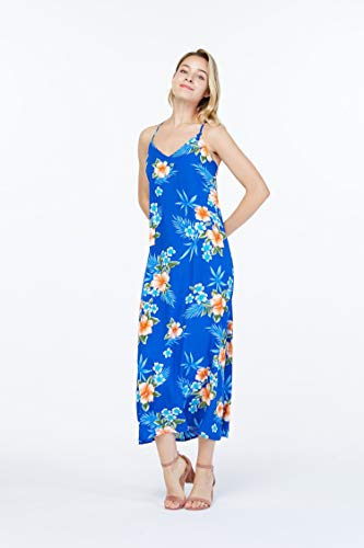 Image of Matchable Family Hawaiian Luau Men Women Girl Boy Clothes in Hibiscus Blue