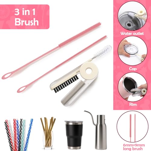 Image of Mity rain Silicone Straw Cleaner Brush Set- Includes Straw Cleaner for Stanley Cups, Long Brush and Cup Lid Wash, All Tumbler Cup, Baby Bottles - Multi-Use Cleaning Kit