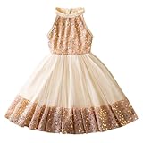 Generisch Vestido de verano brillante 2026 para niña, vestido de fiesta festivo con detalles de lentejuelas, elegante atuendo para celebraciones, cumpleaños, sin mangas, vestido ligero para días