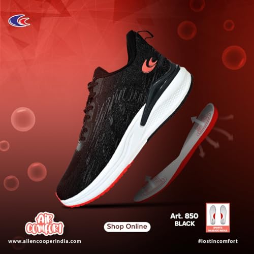 Image of Allen Cooper Training,Walking,Cricket,Gym,Sports Comfortable Running Shoes for Men(851|Grey|Navy Size-6,7,8,9,10)