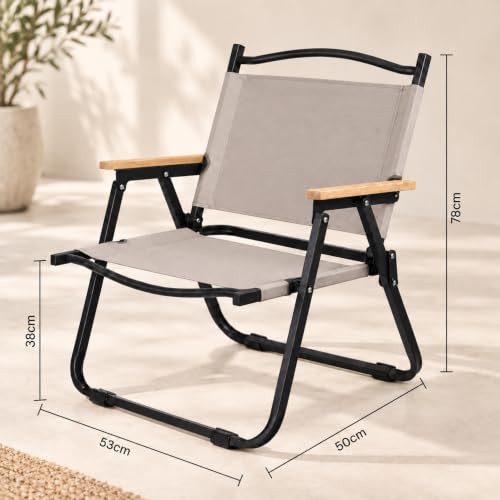 Image of STAR WORK Alloy Steel Portable Foldable Chair Outdoor Furniture Compact Chair Aluminum With Armrests For Travel Camping, Fishing Picnic,Ultralight Low Beach Concert Camping Folding Chair Khakhi, Small