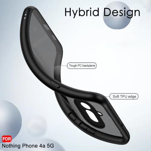 Image of TheGiftKart Hybrid Shockproof Back Cover Case for Nothing Phone 4a 5G | Hard Back Cover Case for Nothing Phone 4a 5G (PC & TPU, Translucent Smoke Matte Back, Black Sides)