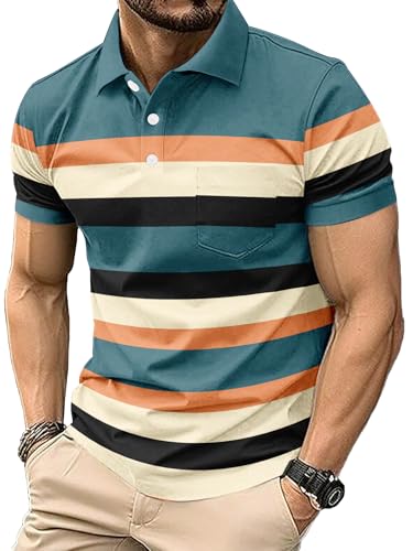 6 Pack Mens Polo Shirt Short Sleeve Sports Golf Tennis T-Shirt Moisture-Wicking Summer Shirts for Work Casual Athletic2