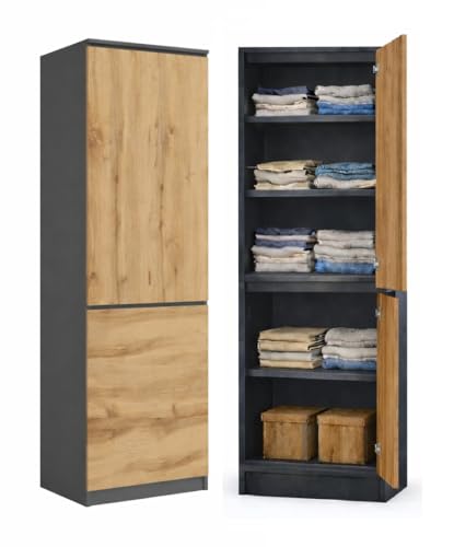 KUBUTKU Armoire polyvalent, penderie, armoire à vêtements avec 2 portes et 5 compartiments, armoire universelle pour bureau et maison, 180,5 x 50 x 40 cm...