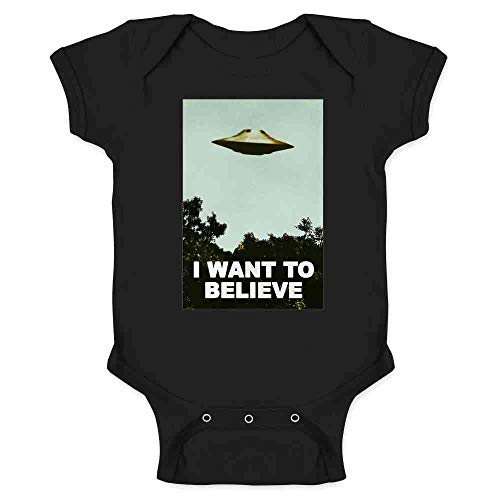 I Want to Believe UFO Aliens Retro 90s Infant Bodysuit Black 12M