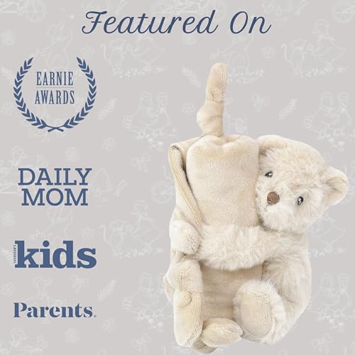 Image of MON AMI Huggie The Bear Plush Lovey for Babies | 13.5-Inch Soft Knotted Security Blanket | Plush Snuggle Toy with Teddy Bear Head | Perfect Newborn Essential for Birthdays & Baby Showers