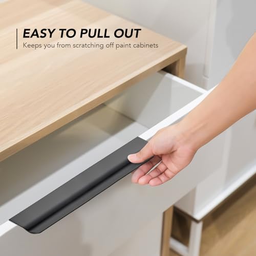 Image of Matte Black Cabinet Handles Finger Edge Pulls 7.8 Inch CC 20 Pack