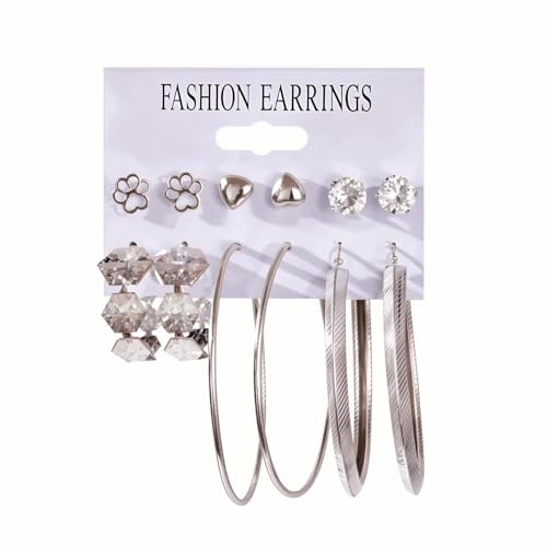 HaHaGirl Stocking Stuffers Silver Plated Jewelry Sets for Women Heart Choker. Lock Pendant, Chain Necklace Butterfly and Heart Bracelet, Earrings and Rings Sets for Women Bulk Jewelry by HaHaGirl - Used condition - Image 9