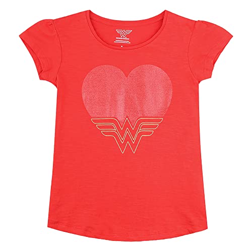 Image of Kidsville Wonder Woman Printed Regular Fit Red Cotton Girl's T-Shirt