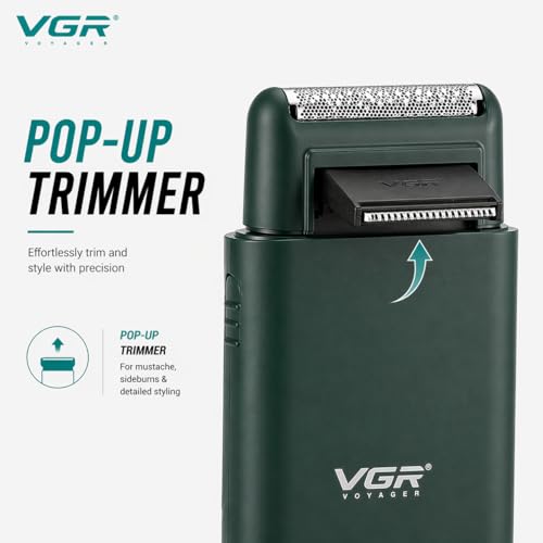 VGR V-390 Green Ultra-Thin Rechargeable Men's Razor - Image 5