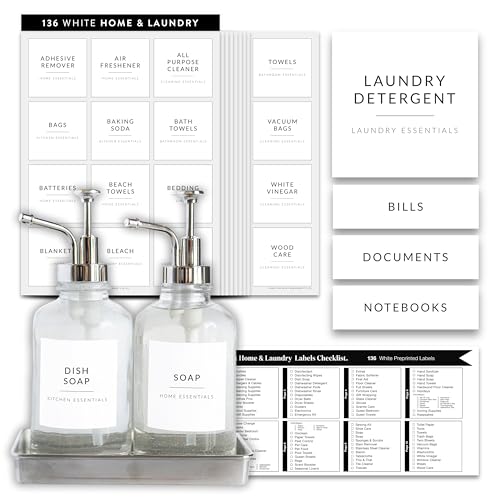 Image of 159 Minimalist Home Laundry Labels for Organizing - Linen Storage Labels, Laundry Room Labels, Cleaning Labels - Preprinted Organization Labels for Storage Bins - Organizing Laundry Labels for Jars