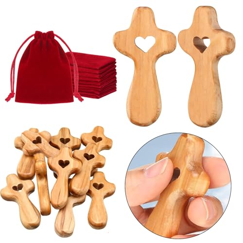 Croix de prière en bois de confort lot de 10 avec pochons