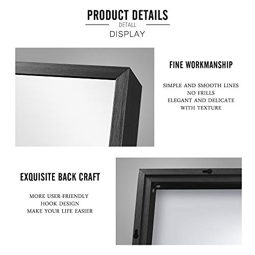 Image of NeuType 36 inchx24 inch Wall-Mounted Mirror Bathroom Mirror for Wall, Aluminum Alloy Frame Wall Mirror for Bedroom, Entryway, Living Room, Hanging or Leaning Against Wall, Black