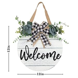 3D Welcome Wreaths for Front Door | White Horizontal Concave Stripes Wooden Farmhouse Welcome Sign for Home Wall Decor 3D Welcome Wreaths for Front Door White Horizontal Concave Stripes Wooden Farmhouse Welcome Sign for Home Wall Decor