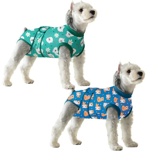Image of 2 Packs Dog Surgery Recovery Suit,Dog Recovery Suit After Surgery for Female Spay Male Neuter,Soft Anti Licking Recovery Suit for Dogs,Dog Onesie for Abdominal Wounds,XS