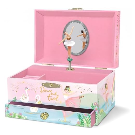 Joyero Musical de Bailarina para Niñas - Caja de Música Bailarina Infantil con Espejo, Regalos de Ballet para Niñas, Regalo de Cumpleaños para Niños, Edades 3-10, Rosa