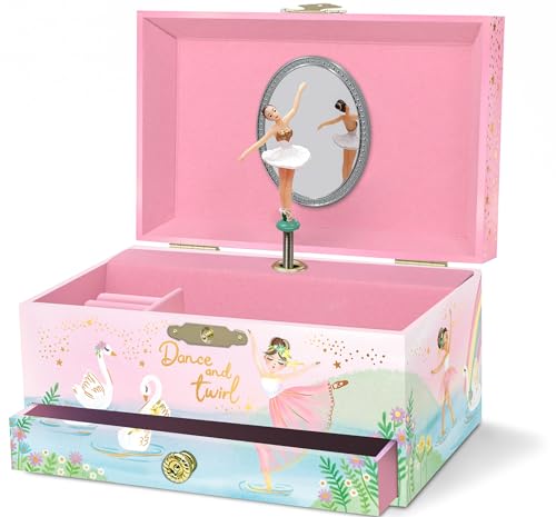 Giggle & Honey Joyero Musical de Bailarina para Niñas - Caja de Música Bailarina Infantil con Espejo, Regalos de Ballet para Niñas, Regalo de Cumpleaños para Niños, Edades 3-10, Rosa