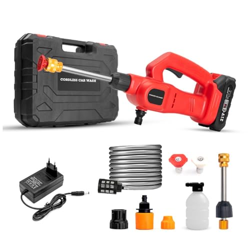Lavadora automática de litio 21V Lavadora de automóviles de alta presión doméstica Máquina de limpieza de vehículos portátil Herramienta de lavado de espuma para automóviles con accesorios completos