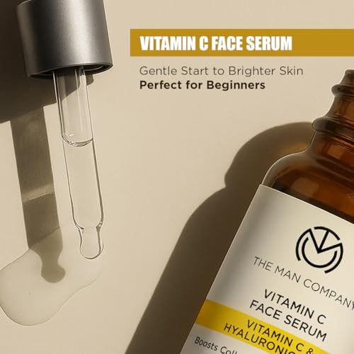 Image of The Man Company 40% Vitamin C Face Serum With Hyaluronic Acid | Boosts Collagen | Glowing & Brightening Skin | Soft, Smooth & Supple | All Skin Types - 10ml | Valentine gift Set for boyfriend