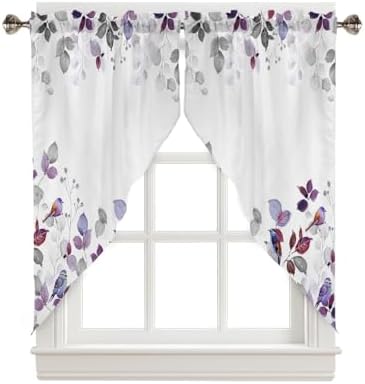 Prime Leader Leaf Swag Valance Curtains Rustic Rod Pocket Kitchen Curtains Scalloped Window Treatment Valances Swag Curtains for Living Room, 1 Pair, 28″ W x 36″ L