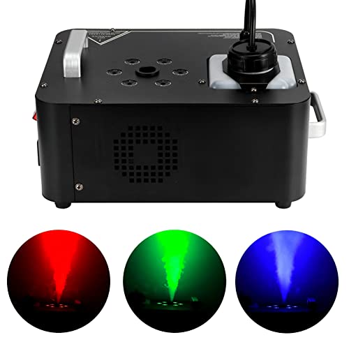 Image of 1200W Fog Machine, Smoke Machines for Stage Effect, Halloween Mist Maker with 6 Full‑color LED Chips Remote Control Fog Machine for Holiday Wedding Christmas Parties, About 15000cu ft /min