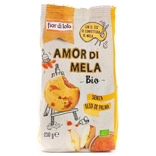 Fior di loto Biscotti biologici Apple Love - Arricchiti con marmellata di mele - Biscotti senza olio di palma - 250 g