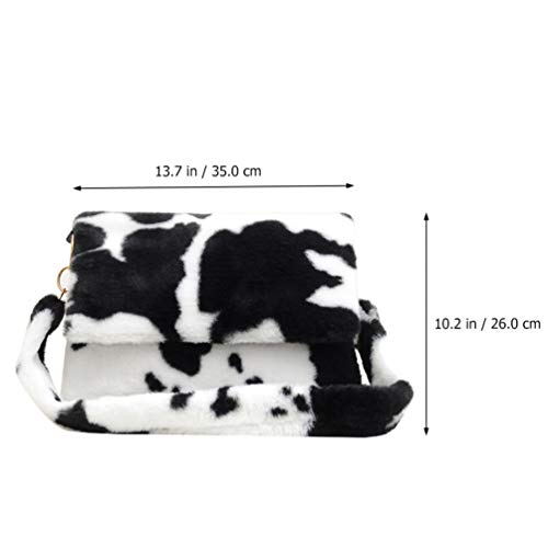 ABOOFAN Bolsa de Ombro de Pelúcia Feminina Bolsa de Ombro de Falsa Com Estampa de Vaca Retrô Crossbo