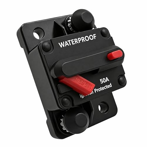 Image of 50A Car Circuit Breaker Fuse Circuit Protection,12V-48V Switchable Power Reset Inline Fuse Holder Inverter Waterproof for Marin RV Caravan Trailer Troller Bus Heavy Truck