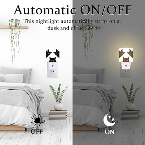 Image of Funny Black Cats Night Light, Cute Kittens Dusk to Dawn Night Light Plug in,0.5w Energy Saving Sleep Friendly NightLight for Kids Boys Girls Home Bedroom Living Room Decor