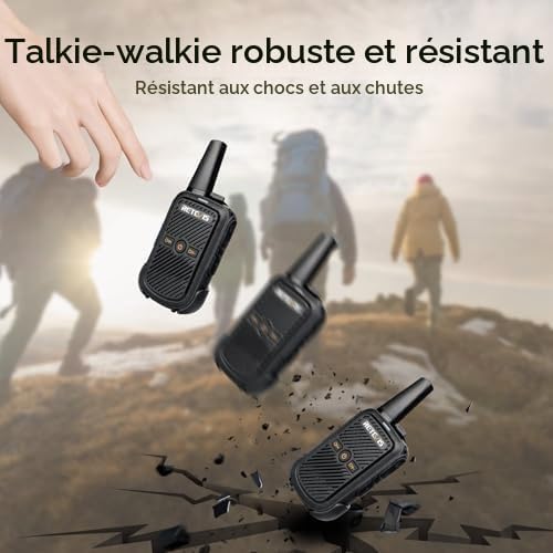 Retevis RT15 Talkie-Walkie, Rechargeables Talkies Walkies Portable Professionnelle, Son Clair, VOX, Mini Radio Bidirectionnelle Longue Portée pour Cadeaux de Famille, Camping (Noir, 1 Paire)