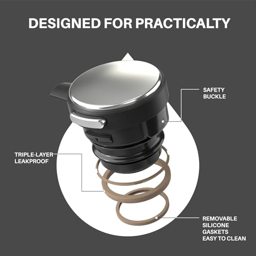 Image of IDEUS Thermal Coffee Carafe, Stainless Steel Double Wall Insulated Vacuum Flask, Water Jug Coffee Server and Beverage Dispenser, Heat and Cold Retention (Black, 68, Fluid Ounces)