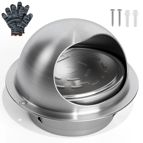 Image of 4 inch Dryer Vent Cover Outside, Stainless Steel Round Wall Vent Cover, Dryer Exhaust Vent for BathRoom, Office, Home, Air, Hvac System